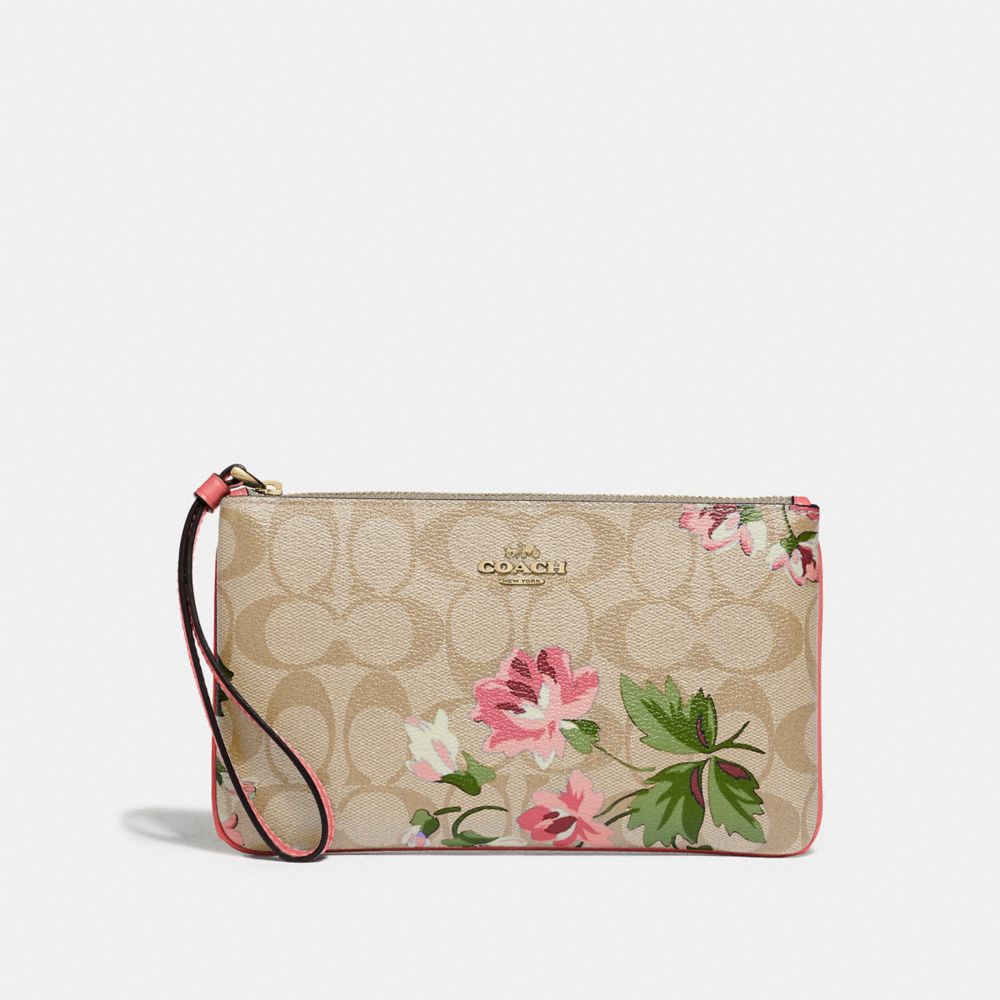 Large Wristlet In Signature Canvas With Lily Print