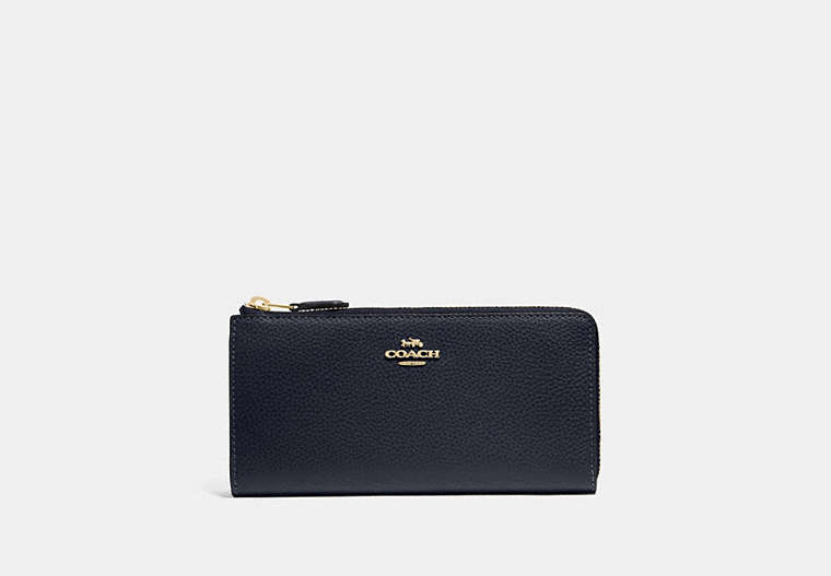 COACH®,L-ZIP WALLET,Gold/Midnight,Front View