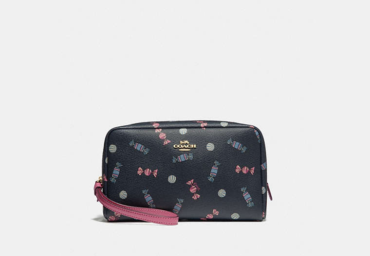 Boxy Cosmetic Case With Scattered Candy Print