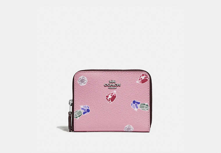 Petit portefeuille zippé Disney X Coach avec imprimé de pierres précieuses Blanche-Neige et les Sept Nains