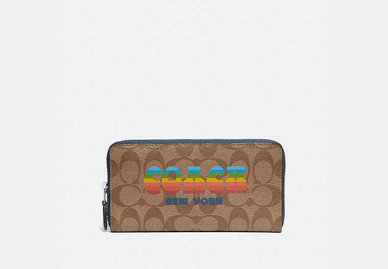Accordion Zip Wallet In Signature Canvas With Rainbow Coach Animation