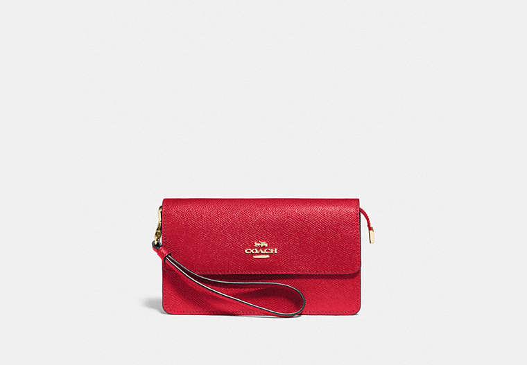 COACH®,POIGNET REPLIABLE,pusplicuir,Or/Rouge Vif,Front View