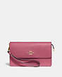 COACH®,FOLDOVER WRISTLET,pusplitleather,Mini,Gold/Rouge,Front View