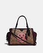 COACH®,DREAMER 21 IN SIGNATURE CANVAS WITH REXY BY YETI OUT,pvc,Mini,Pewter/Tan Oxblood,Front View