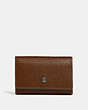 COACH®,FIVE RING KEY CASE,Leather,NI/Dark Saddle,Front View