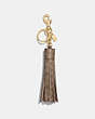 COACH®,TASSEL BAG CHARM IN SIGNATURE CANVAS,Leather,Gold/KHAKI,Front View
