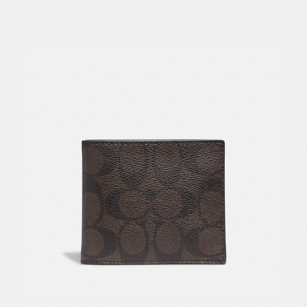 COACH®,3-IN-1 WALLET IN SIGNATURE CANVAS,Signature Canvas,Mini,Gunmetal/Mahogany/Black,Front View