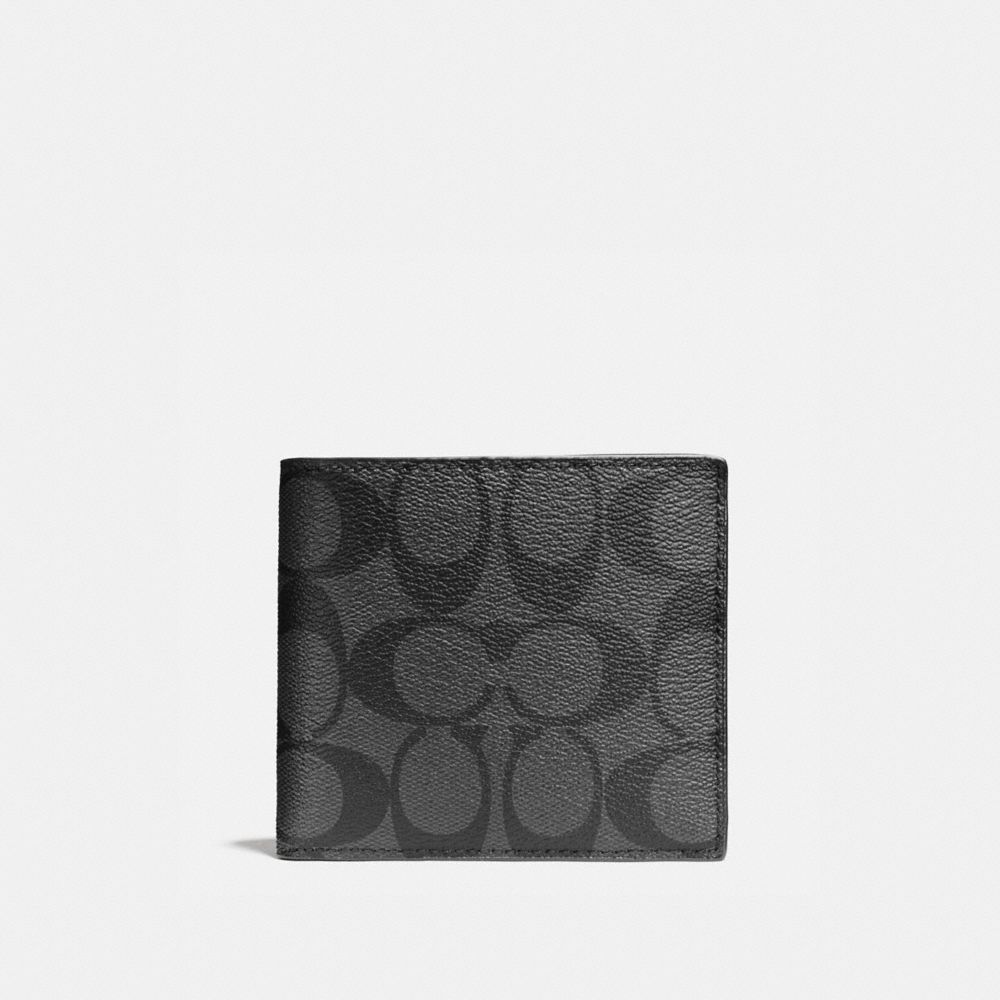 Coach Signature Double Billfold Wallet, Mens, Charcoal