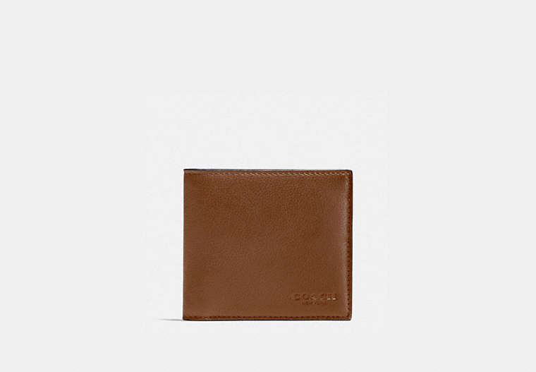 COACH®,DOUBLE BILLFOLD WALLET,Dark Saddle,Front View