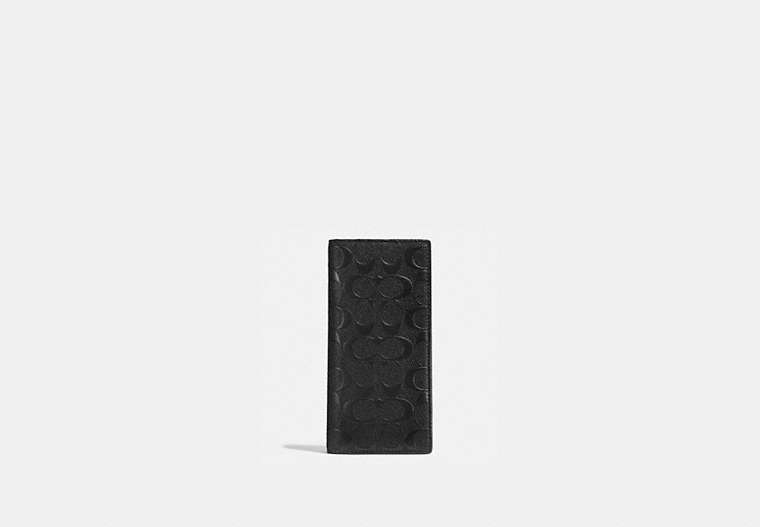 COACH®,BREAST POCKET WALLET IN SIGNATURE LEATHER,Black,Front View
