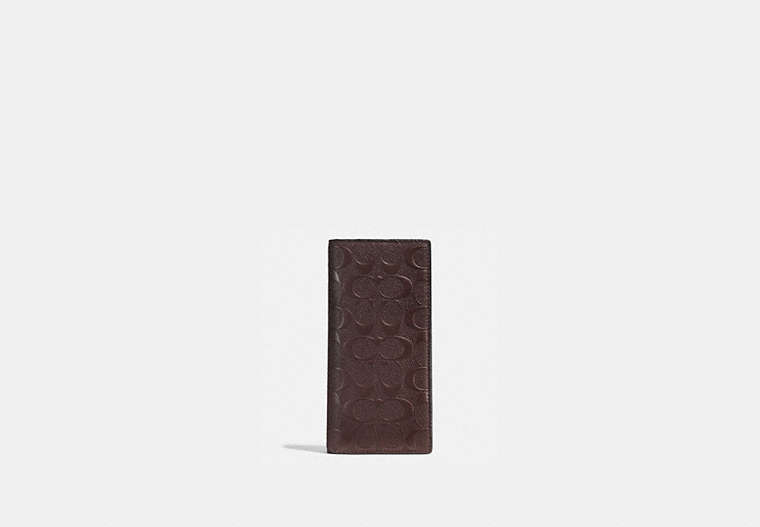 COACH®,BREAST POCKET WALLET IN SIGNATURE LEATHER,Mahogany brown,Front View