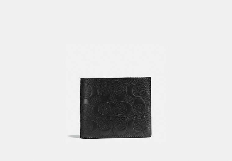 COACH®,3-IN-1 WALLET IN SIGNATURE LEATHER,Leather,Mini,Black,Front View image number 0