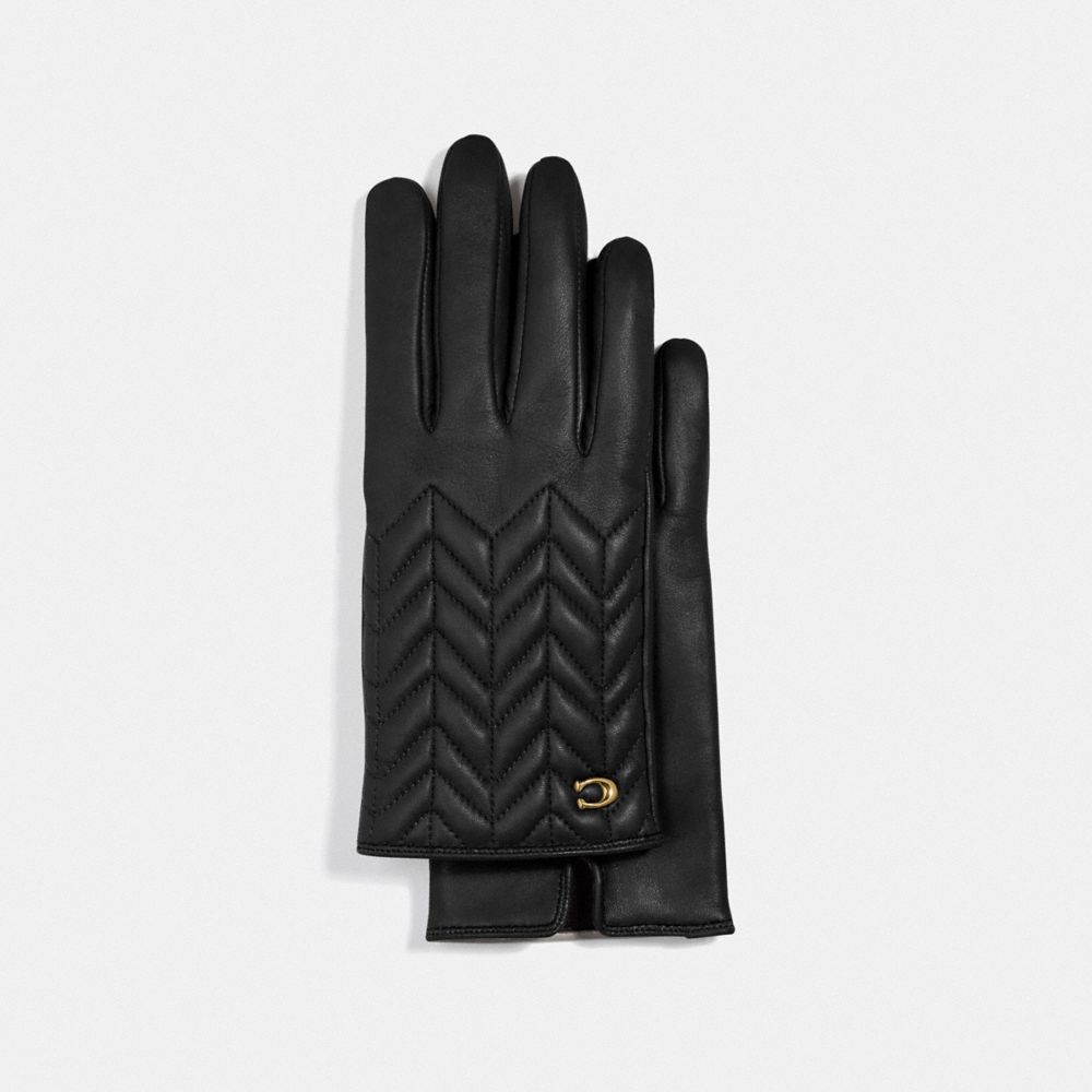 Sculpted Signature Quilted Leather Tech Gloves