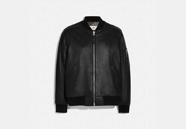 COACH®,LEATHER MA-1 JACKET,Leather,Black,Front View