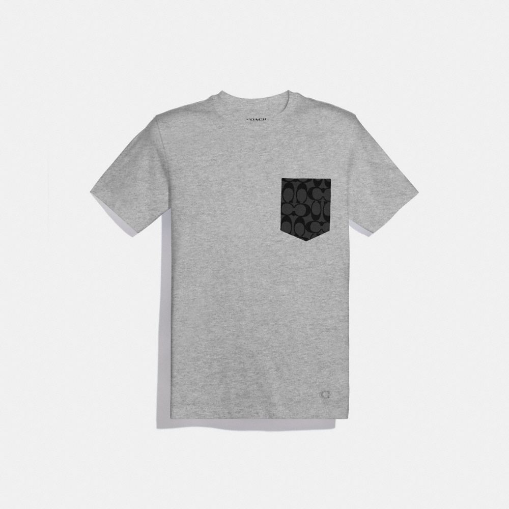 COACH®,ESSENTIAL T-SHIRT,cotton,HEATHER GREY,Front View