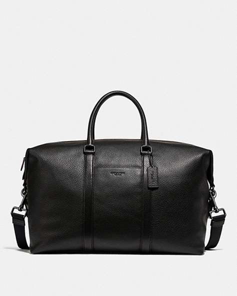 COACH®,TREKKER BAG,Pebbled Leather,X-Large,Gunmetal/Black,Front View