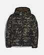 COACH®,REVERSIBLE DOWN JACKET WITH HOOD,Nylon,Gmc/Mil Green,Front View