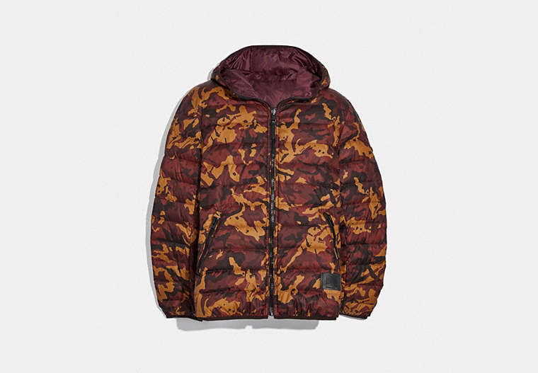 COACH®,REVERSIBLE DOWN JACKET WITH HOOD,Nylon,Rcm/Mah,Front View