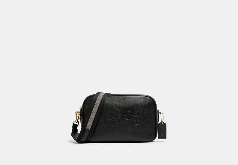 COACH®,JES CROSSBODY,Leather,Mini,Gold/Black,Front View