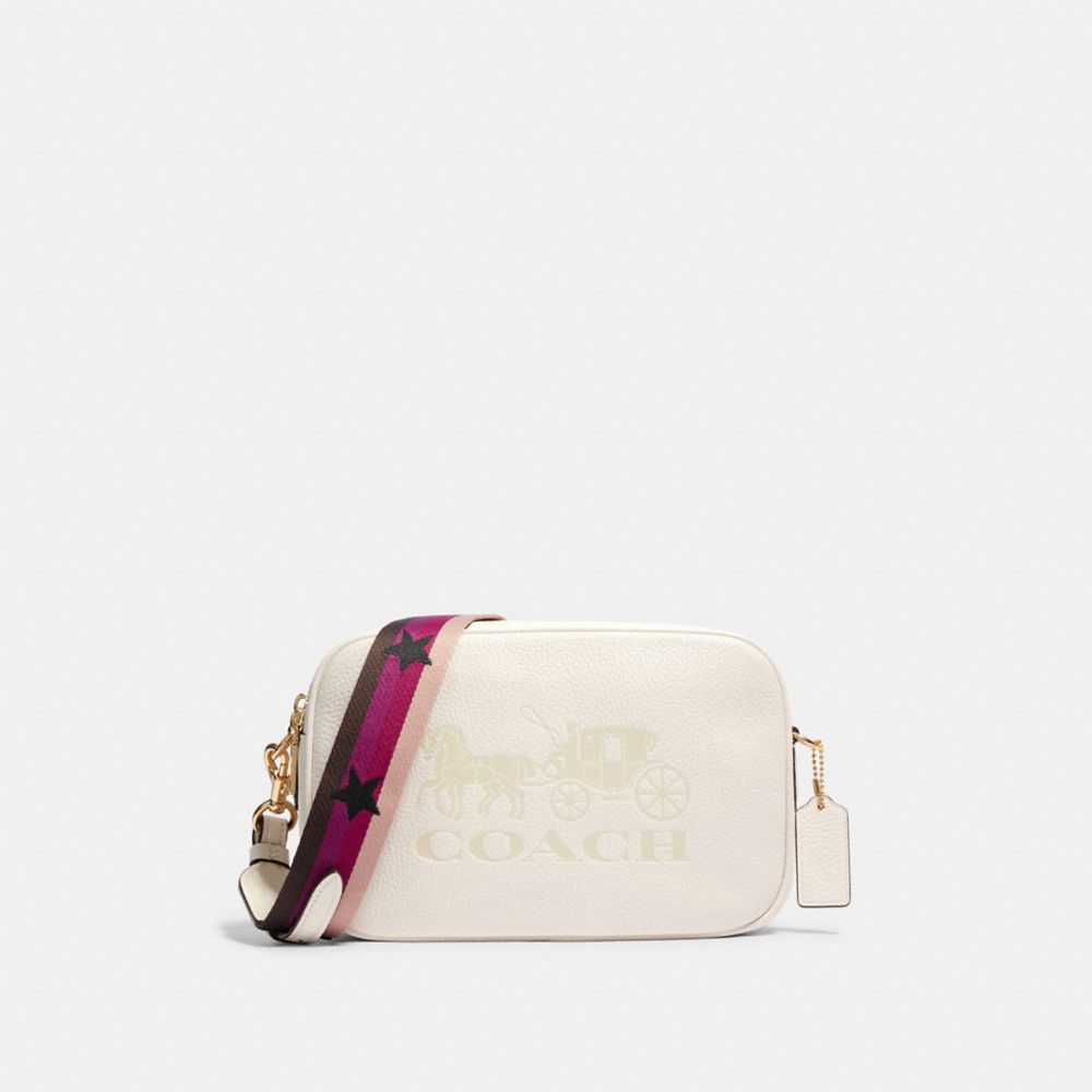 COACH®,JES CROSSBODY,Leather,Mini,Gold/Chalk,Front View