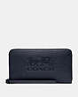 COACH®,JES LARGE PHONE WALLET WITH HORSE AND CARRIAGE,Leather,Mini,Silver/Midnight,Front View