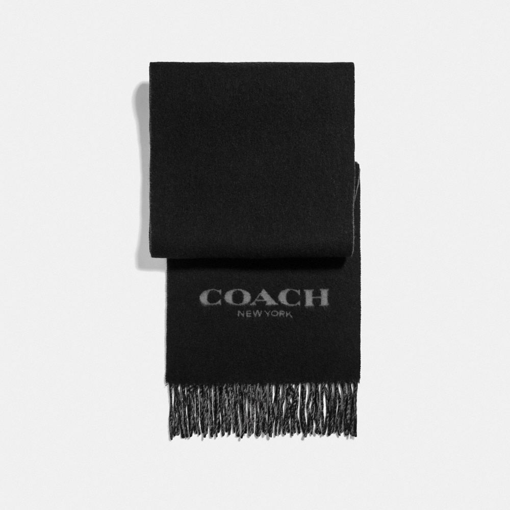 COACH®,ÉCHARPE SIGNATURE,laine,Noir/Gris,Front View