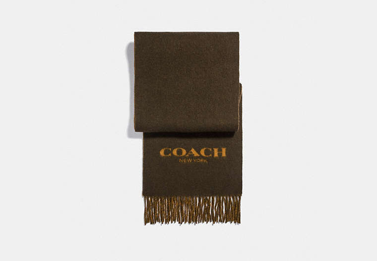 COACH®,SIGNATURE SCARF,wool,Olive Amber,Front View