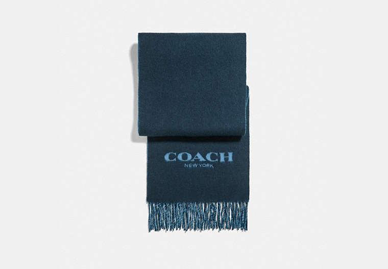 COACH®,SIGNATURE SCARF,wool,Mdnv/Whblu,Front View