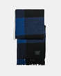 COACH®,BIG PLAID PRINT SCARF,Dark Blue,Front View