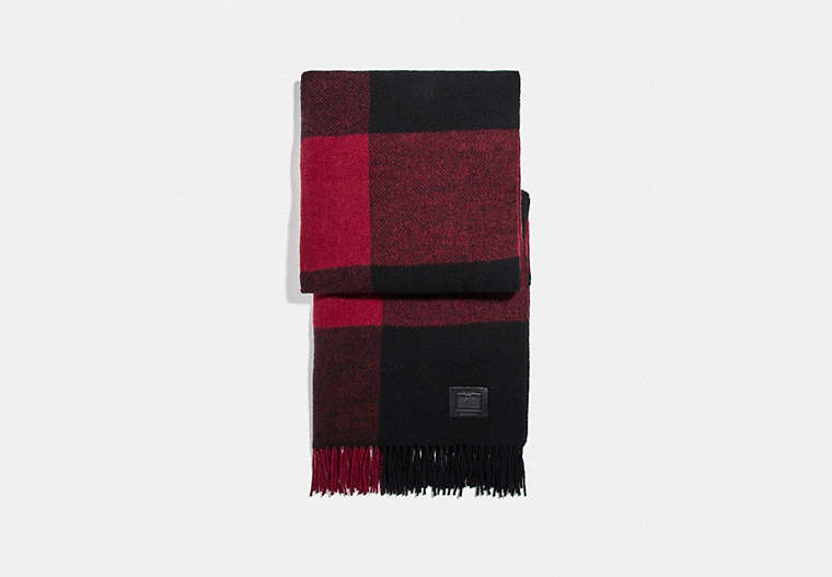 COACH®,BIG PLAID PRINT SCARF,Red.,Front View