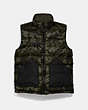 COACH®,REVERSIBLE DOWN VEST,Gmc/Mil Green,Angle View