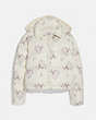 COACH®,FLORAL PRINT SHORT PUFFER,Cream Multi,Front View