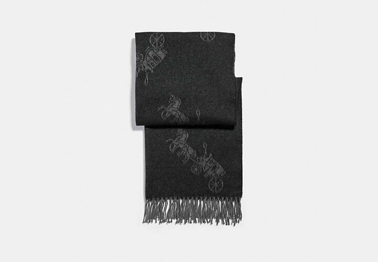 COACH®,HORSE AND CARRIAGE OVERSIZED MUFFLER,woolcashmereblend,Black,Front View
