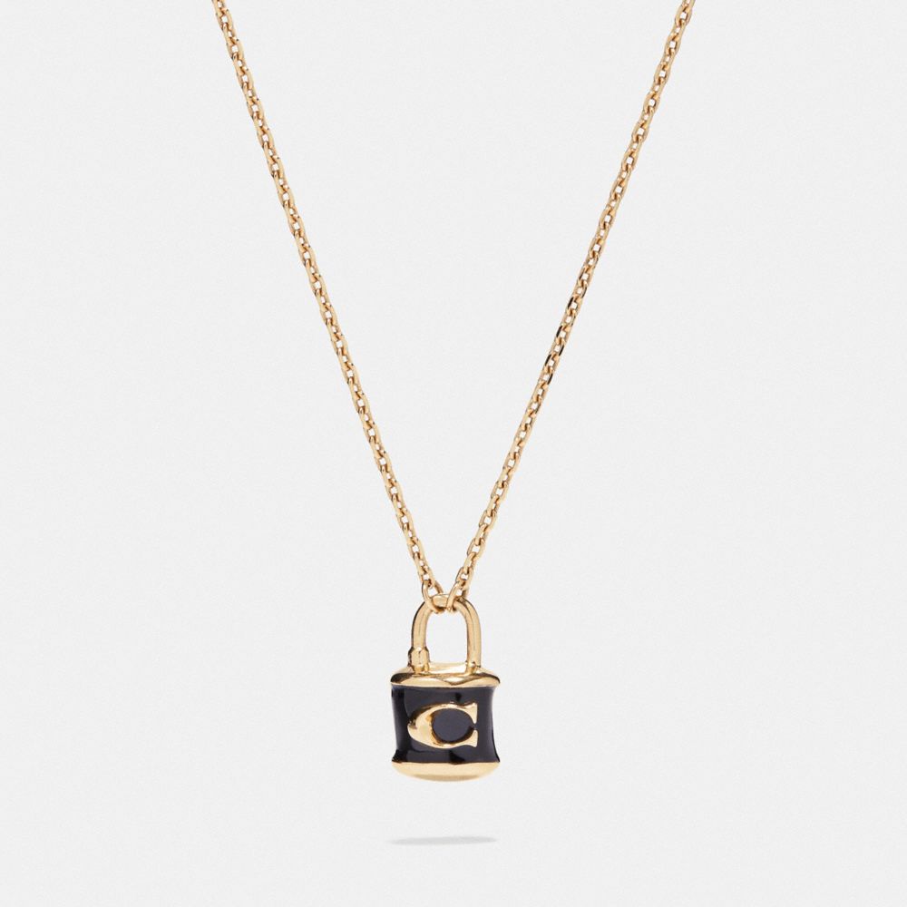 Coach Outlet Signature Padlock and Key Necklace - Yellow