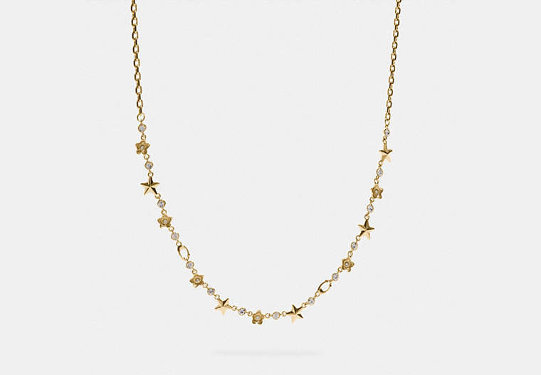 COACH®,FLORAL STAR NECKLACE,Metal,Gold,Front View