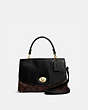 COACH®,TILLY TOP HANDLE SATCHEL WITH SIGNATURE CANVAS,pvc,Medium,Gold/Brown Black,Front View