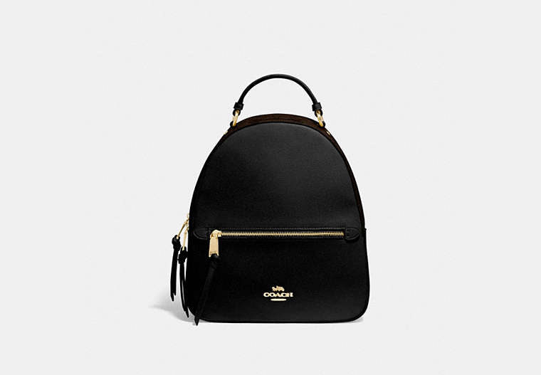 COACH®,JORDYN BACKPACK WITH SIGNATURE CANVAS,pvc,Large,Gold/Brown Black,Front View