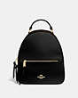 COACH®,JORDYN BACKPACK WITH SIGNATURE CANVAS,pvc,Large,Gold/Brown Black,Front View