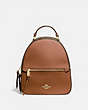 COACH®,JORDYN BACKPACK WITH SIGNATURE CANVAS,pvc,Large,Gold/Khaki Saddle 2,Front View