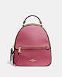 COACH®,JORDYN BACKPACK WITH SIGNATURE CANVAS,pvc,Large,Gold/Light Khaki Rouge,Front View