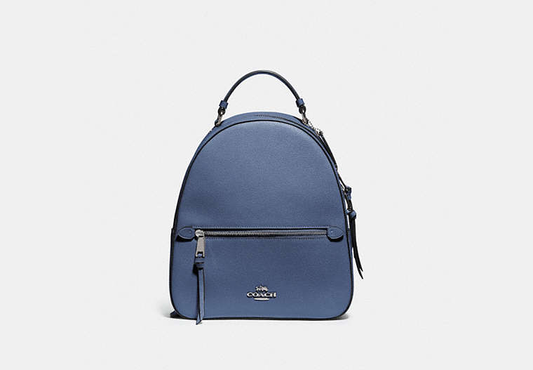 COACH®,JORDYN BACKPACK,Leather,Medium,Silver/Blue Lavender,Front View
