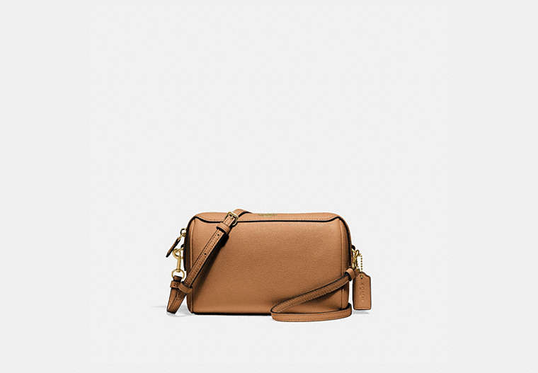 COACH®,BENNETT CROSSBODY,Leather,Small,Gold/LIGHT SADDLE,Front View