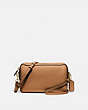 COACH®,BENNETT CROSSBODY,Leather,Small,Gold/LIGHT SADDLE,Front View