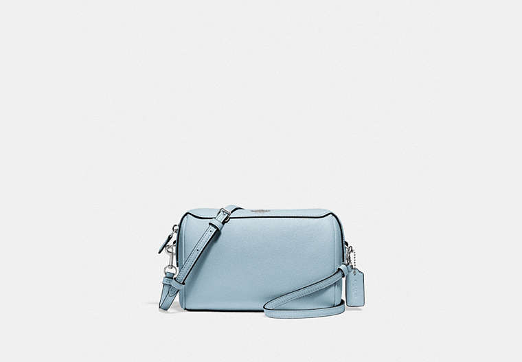 COACH®,BENNETT CROSSBODY,Leather,Small,Silver/PALE BLUE,Front View