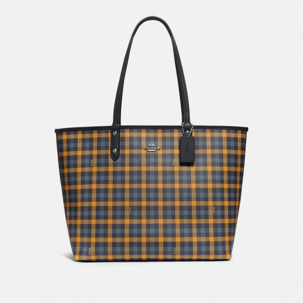 Reversible City Tote With Gingham Print