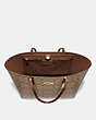 COACH®,TOWN TOTE IN SIGNATURE CANVAS,pvc,Large,Gold/Khaki Saddle 2,Inside View,Top View