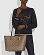 COACH®,TOWN TOTE IN SIGNATURE CANVAS,pvc,Large,Gold/Khaki Saddle 2,Alternate View