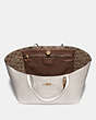 COACH®,TOWN TOTE WITH SIGNATURE CANVAS INTERIOR,pvc,Large,Gold/Chalk Khaki,Inside View,Top View