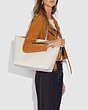 COACH®,TOWN TOTE WITH SIGNATURE CANVAS INTERIOR,pvc,Large,Gold/Chalk Khaki,Alternate View