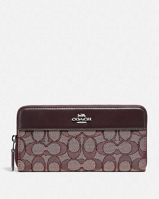 COACH® Outlet | Accordion Zip Wallet In Signature Jacquard With Stripe